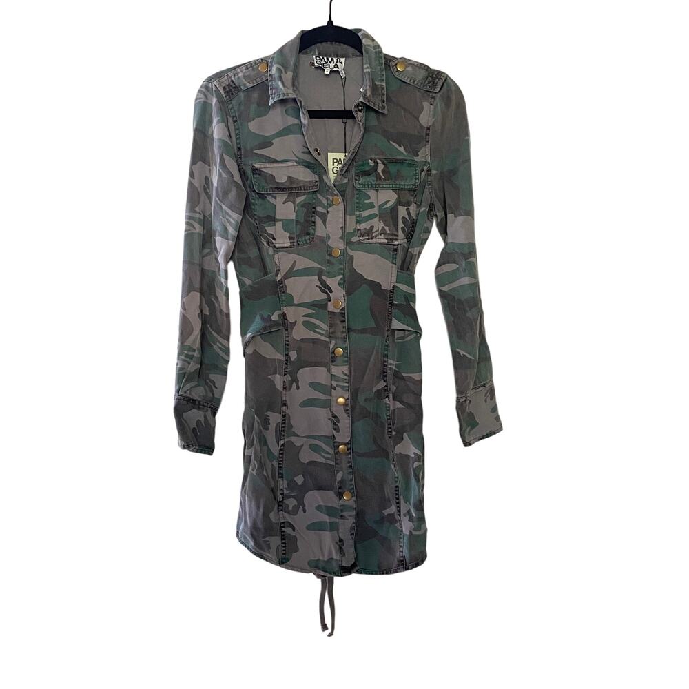 NEW Pam & Gela Women's Camo Shirt Dress W/Corset sz P XS